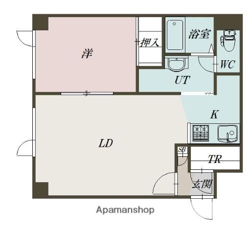 函館本線 旭川駅 徒歩25分 3階建 築25年(1LDK/1階)の間取り写真