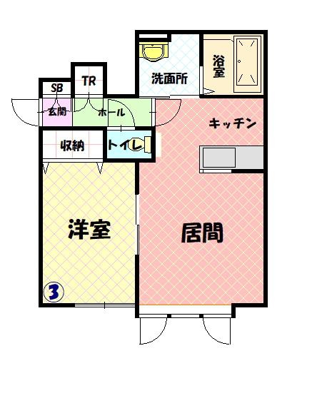 グランオアシス C(1LDK/1階)の間取り写真