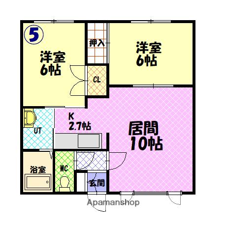 エステート神居(2LDK/2階)の間取り写真