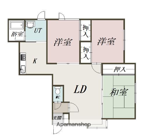 大町1・2ハイツ(3LDK/2階)の間取り写真