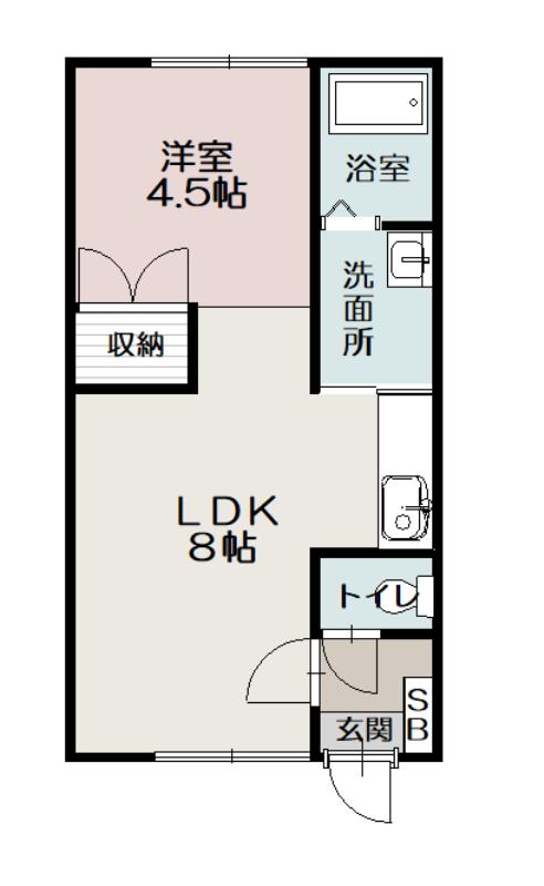 サニーサイド3・3(1LDK/1階)の間取り写真