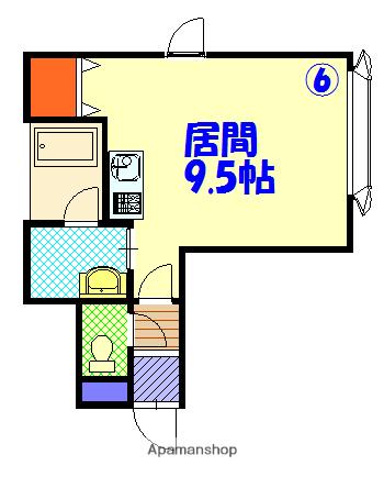 富良野線 緑が丘駅(北海道) 徒歩26分 2階建 築21年(ワンルーム/2階)の間取り写真