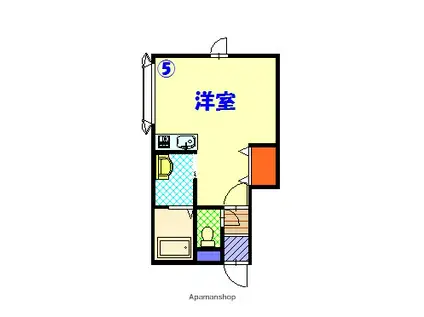 富良野線 緑が丘駅(北海道) 徒歩26分 2階建 築21年(ワンルーム/1階)の間取り写真
