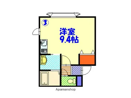 富良野線 緑が丘駅(北海道) 徒歩26分 2階建 築21年(ワンルーム/1階)の間取り写真