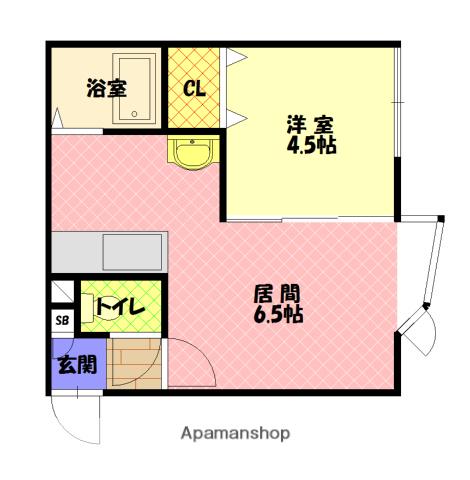 スイング(1DK/2階)の間取り写真