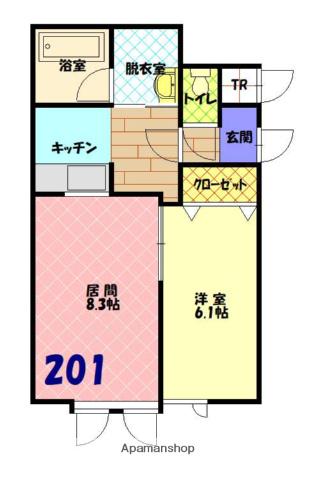 ドリームA(1LDK/2階)の間取り写真