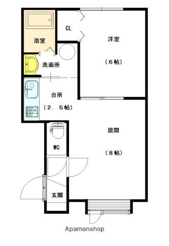 サンピア8・9(1LDK/1階)の間取り写真