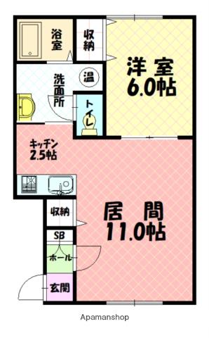 MOCCA(1LDK/1階)の間取り写真