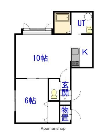 エリスF(1LDK/1階)の間取り写真