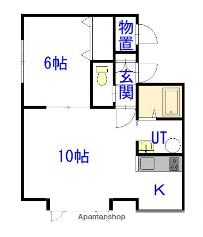 エリスF(1LDK/2階)の間取り写真