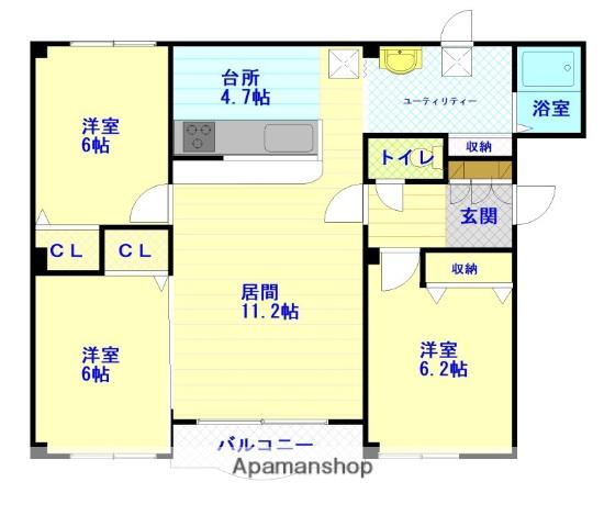 グランデール豊岡(3LDK/2階)の間取り写真