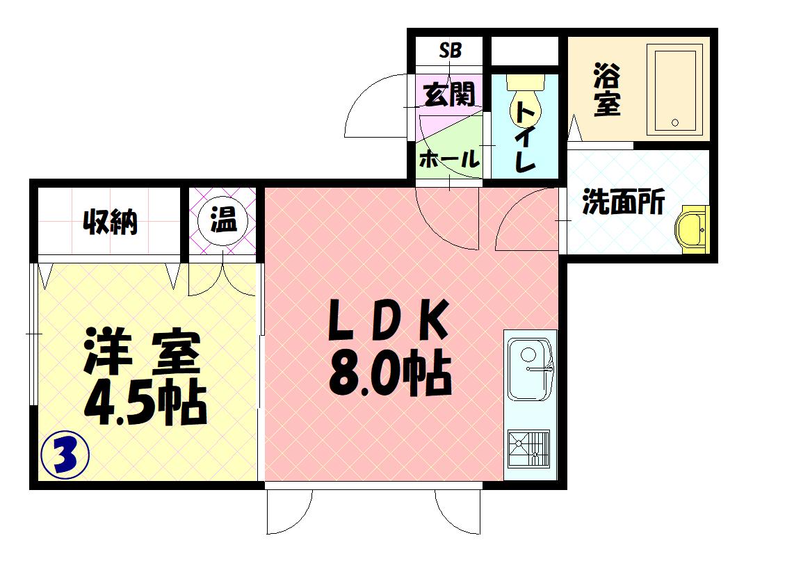 LODGE(1LDK/1階)の間取り写真