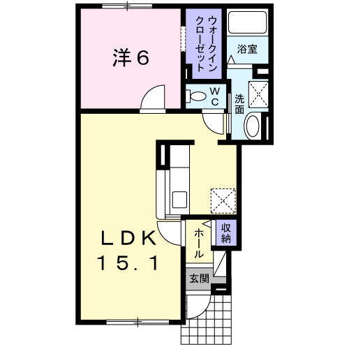 レインボーハイツモア(1LDK/1階)の間取り写真