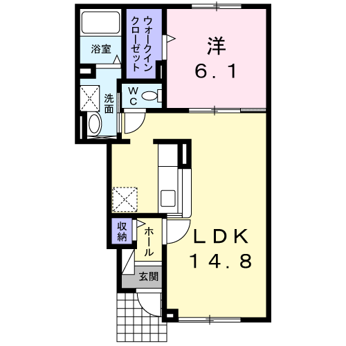 ラルジュ カーサⅡ(1LDK/1階)の間取り写真