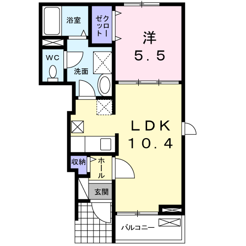 エーデルワイス(1LDK/1階)の間取り写真