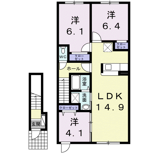セレーノ B・F(3LDK/2階)の間取り写真