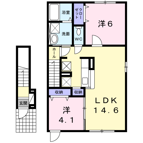 アヴニール(2LDK/2階)の間取り写真