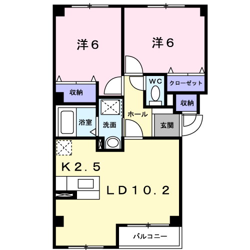 プロムナ-ドⅠ(2LDK/1階)の間取り写真