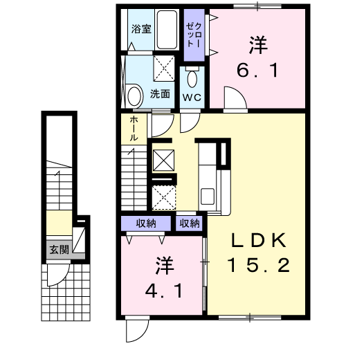 リヴィエール1(2LDK/2階)の間取り写真