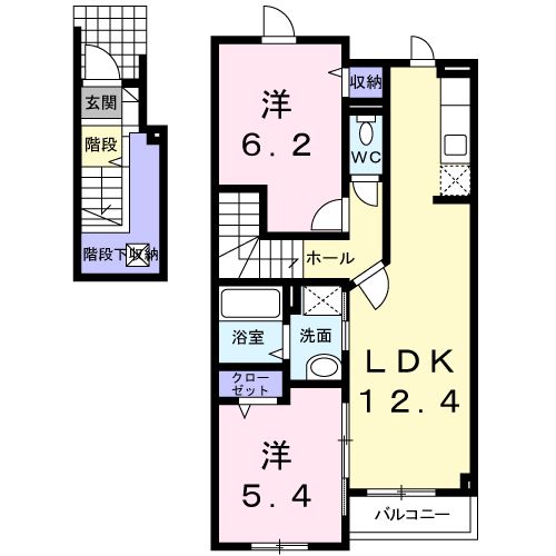 ケレスデーア(2LDK/2階)の間取り写真