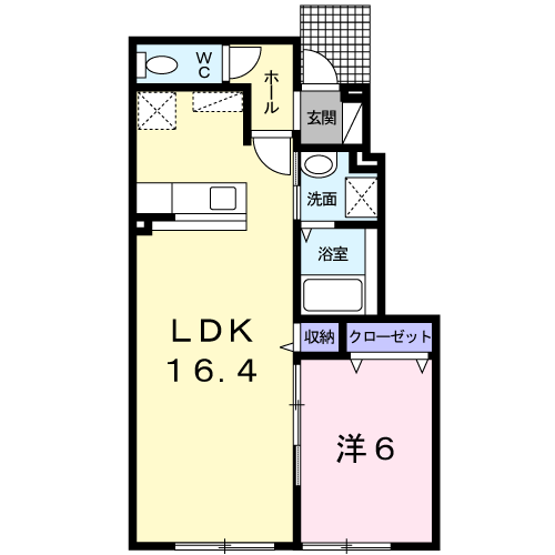 レガーレ1(1LDK/1階)の間取り写真
