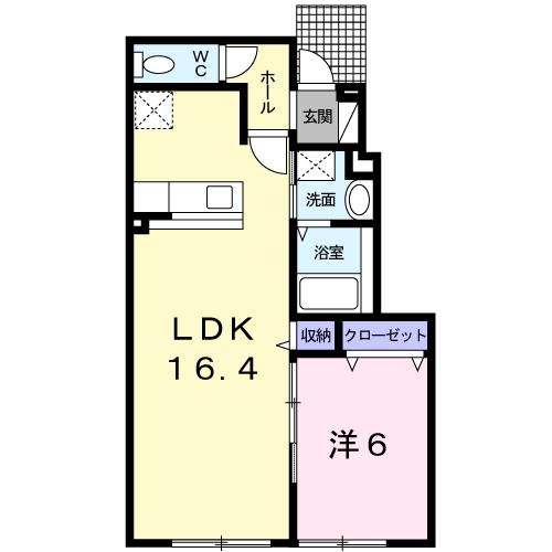 シャイニスター7(1LDK/1階)の間取り写真