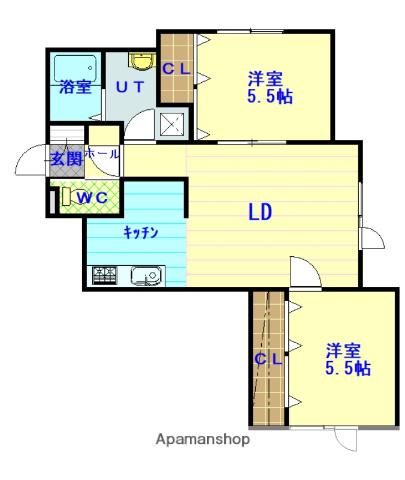 クロルウェルシュ(2LDK/2階)の間取り写真