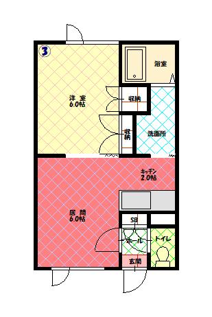 メープルジョイ(1LDK/2階)の間取り写真