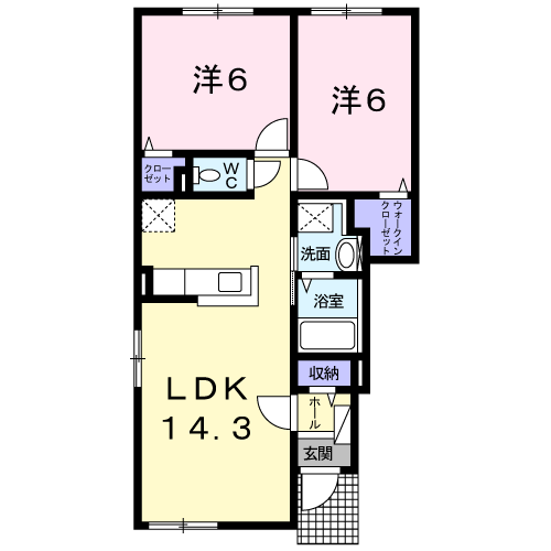 アニメート旭橋(2LDK/1階)の間取り写真