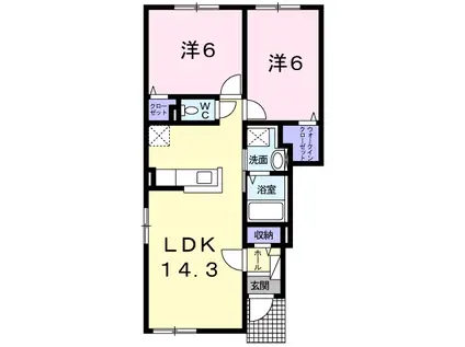 アニメート旭橋(2LDK/1階)の間取り写真