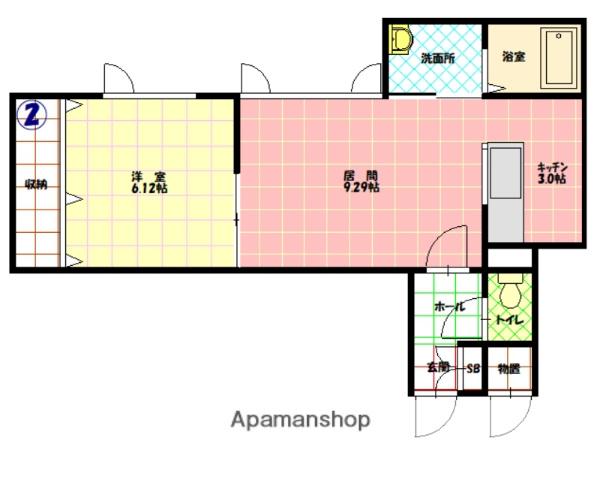 ROZERIA(1LDK/2階)の間取り写真