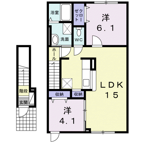 函館本線 旭川駅 バス乗車時間：16分 緑町１５丁目バス停で下車 徒歩3分 2階建 築15年(2LDK/2階)の間取り写真
