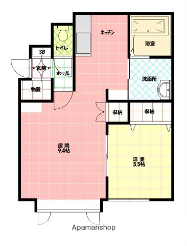 イースエピカA(1LDK/2階)の間取り写真