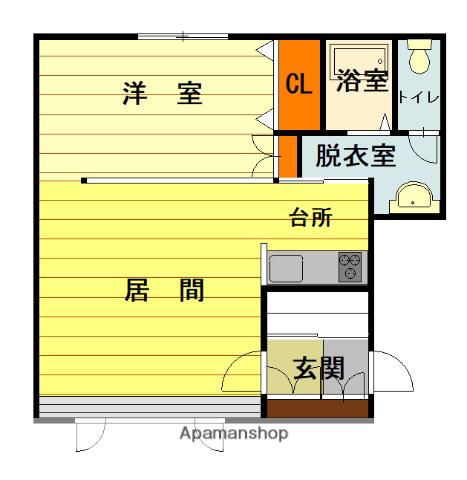 ウォーターリップⅣ(1LDK/1階)の間取り写真
