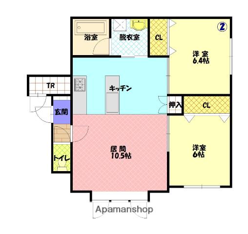 ルセットB(2LDK/2階)の間取り写真