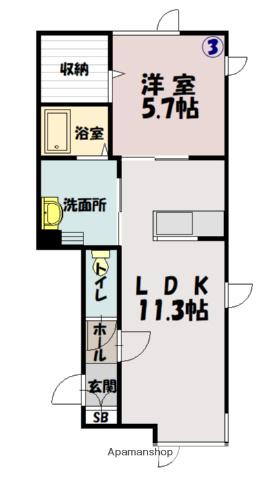 GRANDIR(1LDK/1階)の間取り写真