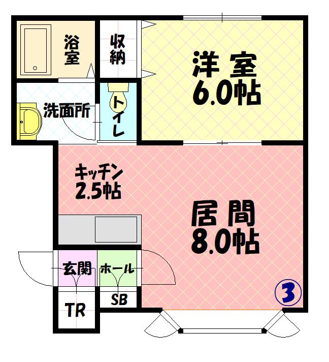 ロシュ7.1B(1LDK/1階)の間取り写真