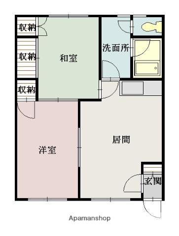 ソルテリア13A(2DK/2階)の間取り写真