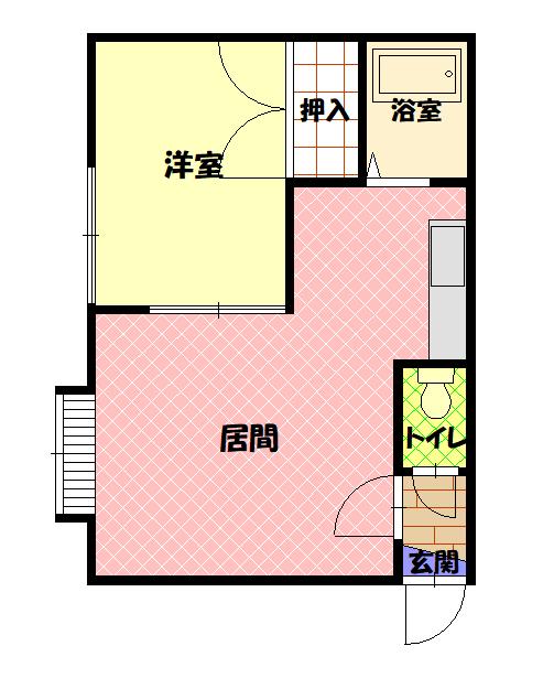 宗谷本線 永山駅 徒歩20分 2階建 築33年(1LDK/1階)の間取り写真