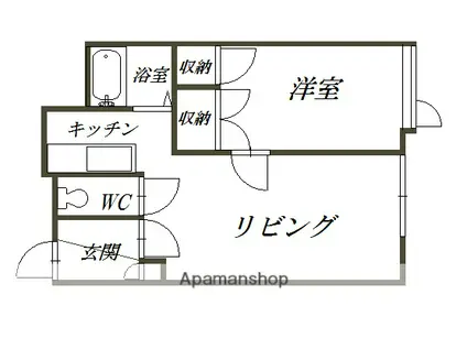 第5リバーハイツ藤(1LDK/1階)の間取り写真