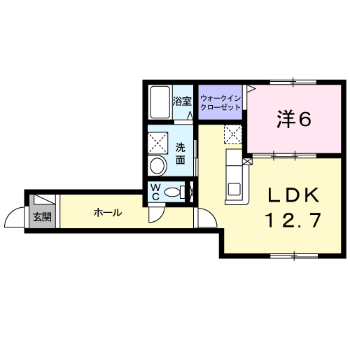 バース プレイス(1LDK/1階)の間取り写真