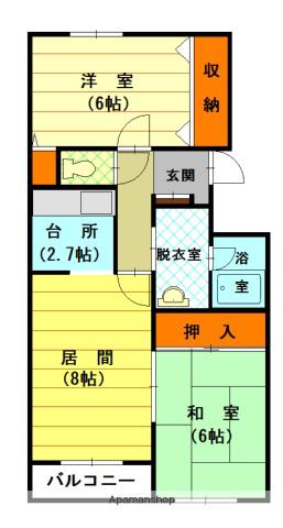 ガーデンハウス(2LDK/3階)の間取り写真