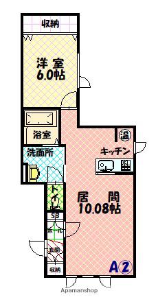 STORY A棟(1LDK/1階)の間取り写真