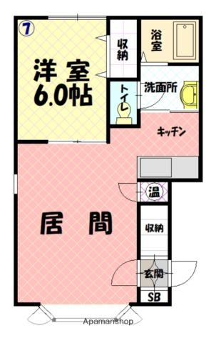 ドゥ・ランジェ2(1LDK/1階)の間取り写真