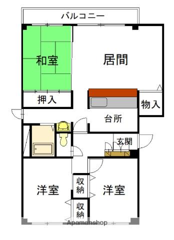 エスティパレス 森(3LDK/2階)の間取り写真