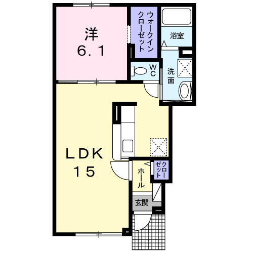 カナールヴィレC(1LDK/1階)の間取り写真