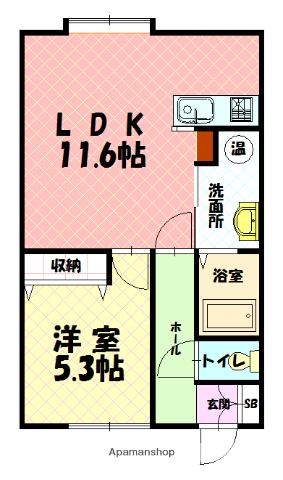ビクトリー神居(1LDK/1階)の間取り写真