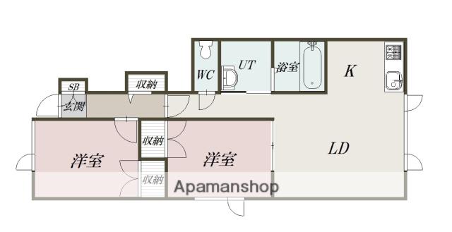 フェルメール神楽(2LDK/1階)の間取り写真