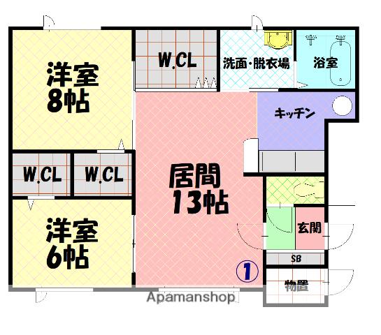 函館本線 旭川駅 徒歩44分 2階建 築15年(2LDK/1階)の間取り写真