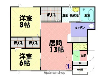 函館本線 旭川駅 徒歩44分 2階建 築14年(2LDK/1階)の間取り写真